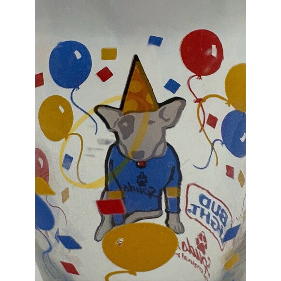 Bud Light Spuds MacKenzie Tall Beer Glasses Vintage 1987 Set Of 2 - Picture 6 of 9